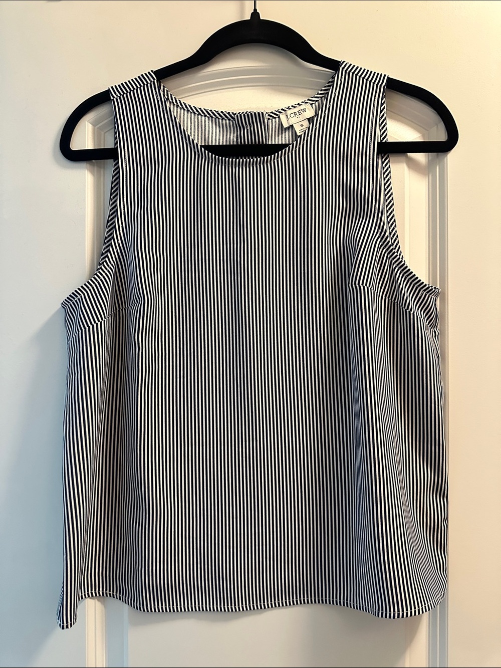J. Crew Navy and White Vertical Stripe Sleeveless